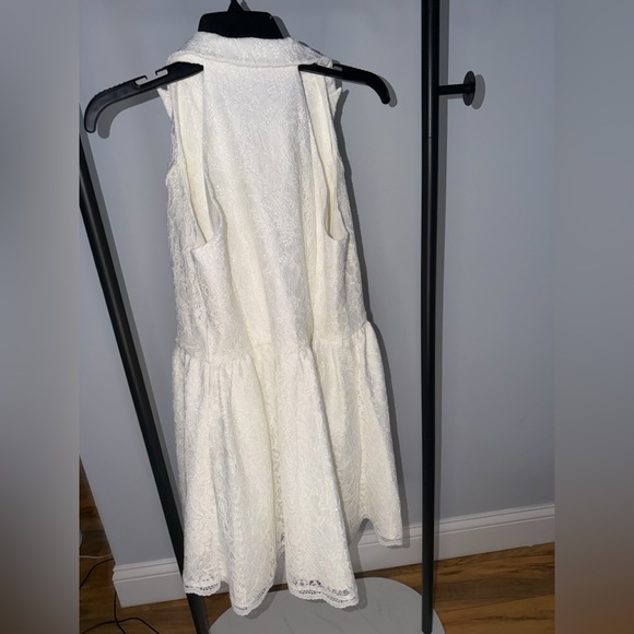 Motf Ivory Lace Button-Front Mini Dress | Sleeveless Collared | NWT | Size M - Picture 10 of 10